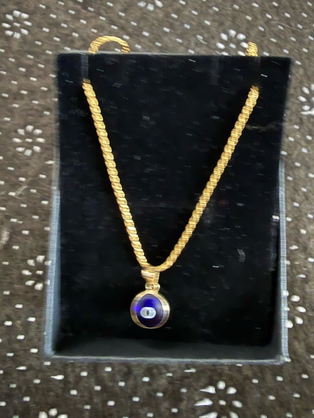 Gold Chain Necklace with Blue Evil Eye Pendant - Women Jewelry
